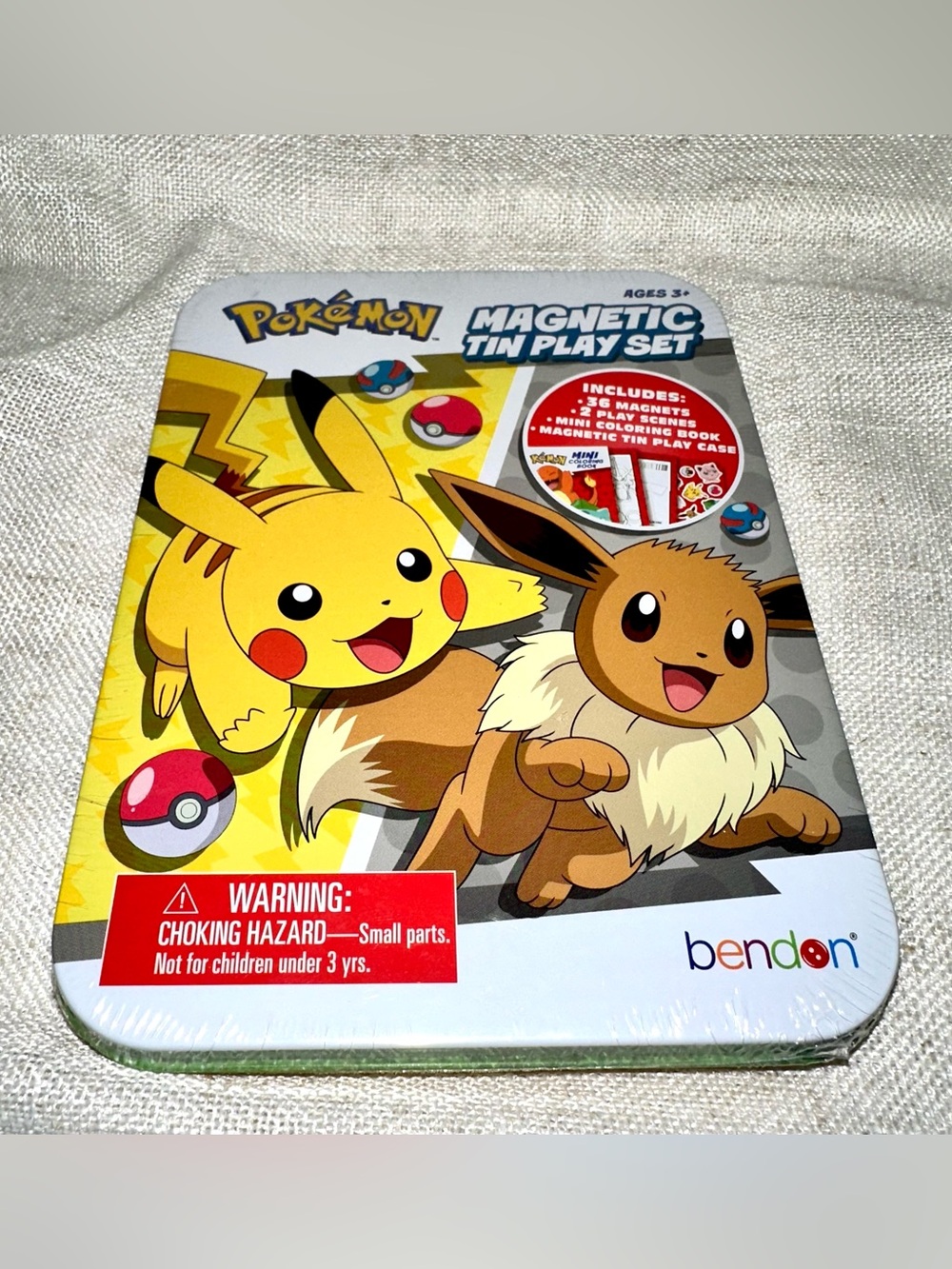 NIB Factory Sealed Pokemon Magnetic Tin Play Set Pikachu Eevee